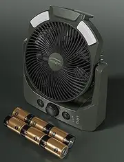 D Battery Powered Camping Fan with 4 Timer Modes, 8.5’’ Desk Fan with LED Lantern and SOS Light, 180° Rotation, Portable Outdoor Table Fans, Quiet, Handle, USB Travel Office, Adjustable Speed Knob