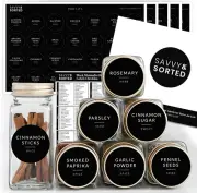 Black round Spice Labels for Lids - 140 Minimalist Spice Jar Labels for Spice Co