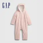 GAP 嬰兒裝 仿羊羔絨熊耳連帽包屁衣/連身衣-淡粉色(739944)