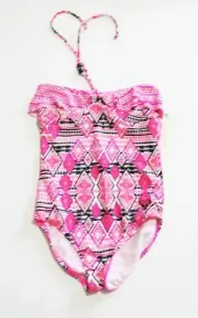 Roxy Girls Diamond Beach One Piece Swimsuit Sea Salt Sz 7 - NWT