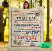 Personalized Airmail Letter From Daughter To My Dad SOFA BLANKET Us Size