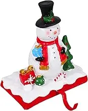 VERDANVERSE Christmas Stocking Hook Snowman Stocking Hangers Xmas Topper Plush Mantel Stand Hanger Holder Winter Snowflake Stocking Hooks Hanger Holiday Reindeer Elk Kit Resin White