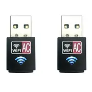 Ozoffer 2Pcs AC600 Dual Band 2.4GHz 5GHz 600Mbps USB WiFi Dongle Lan Network Adapter