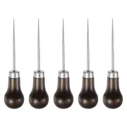 5pcs Handwork Sewing Awl Single Gourd Leather Punch Hole Set Tools, Log Color