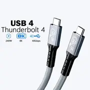 Generic BoostUp Thunderbolt 4 USB-C to USB-C Cable (1.8M) Black -USB4 - 40Gbps,240W,8K (60Hz)/4K (144Hz), Fast Charge, Best for Laptop, Tablet, Phone BT4CC18M