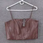 Alice Olivia Tank Top Women 12 Pearle Vegan Leather Spaghetti Strap Bustier