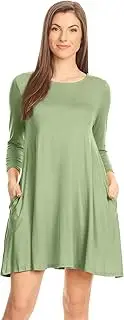 [Simlu] Casual T Shirt Dress for Women Flowy Tunic Dress with Pockets Reg and Plus Size - USA