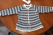 NWT Girls black & white diamond pattern button down long sleeve sweater sz 5