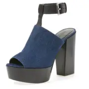 REBECCA MINKOFF Women's Cece Dark Blue Denim Platform Sandals Sz 9.5 $275 NIB