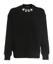 MSGM Logo Printed Crewneck Sweatshirt Black