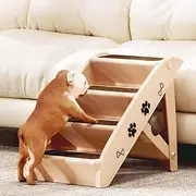 i.Pet Dog Ramp Ramps Steps Stairs, Foldable Pet Step Stair Ladder for Car Bed Indoor Home Pool Sofa Couch, Lightweight Portable Slip-Resistant Suits Small and Big Dogs Beige