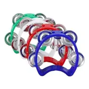 4 PCS Plastic Percussion Tambourine with 4 Bells Tambourine Musical 4 pcs