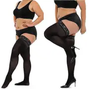 Plus Big Size Elastic Fat Woman Sexy Over Knee Thigh Highs Lace Stockings Plus Size Leg Long Knee Socks black XXL