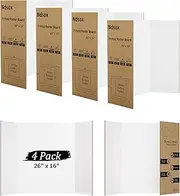 Ndsox 4 Pack 26" x 16" White Trifold Poster Board Medium Size Corrugated Cardboard Science Fair Display Boards for School Projects, Business Presentations, Event Displays, and Art Exhibitions