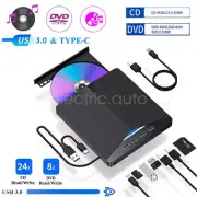 7-in-1 USB 3.0 Type-c External DVD RW CD Drive Burner Player Disc Drive for PC