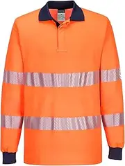 [Portwest] T186 Mens PW3 High Vis Reflective Lightweight Safety Work Shirt Long Sleeve