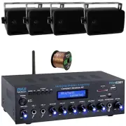 Pyle PDA63BT Bluetooth Home Amplifier Receiver, 4x 3.5" 200W Max 3-Way Speakers