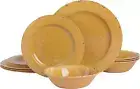 Gibson Studio 12 Piece Mauna Melamine Dinnerware, Golden Yellow