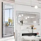 Glam Rectangular Wall Mirror Full Length Diamond Accent Mirrors Beveled Edge Dec