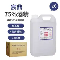 在飛比找ETMall東森購物網優惠-【宸鼎】75%防疫清潔用酒精 (4000ml X6入)