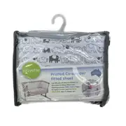 Playette Bedside Printed Fitted Sheet for Co-Sleeper Kids/Children White