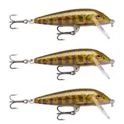 3x Rapala 5cm Countdown Sinking Hardbody Balsa Fishing Lures - Gold Juvenile