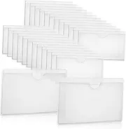 UPKOCH 36 Pcs Label Pockets Self Adhesive Card Holders for Index Cards Card Pouches Top Open for Easy Insertion for Office Library Warehouse Organization