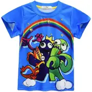 Rainbow Friends Print Kids Boys Short Sleeve Tops Crew Neck Summer Tee T-shirts 5-10 Years -NMAOV B 9-10Y