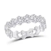 14k White Gold Round Diamond XOXO Stackable Band Ring 1/2 Cttw