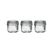 Argon Tableware Glass Storage Jars with Airtight Clip Lid - 125ml Set - Pack of 3