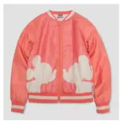 NWT DISNEY X JUNK FOOD MICKEY MOUSE SILHOUETTE GIRLS PINK PEACH BOMBER JACKET S