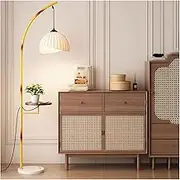 Modern Modern Creative Floor Lamp with USB Charging Ports, Arc Floor Lamp with Tray, Wooden End Side Table Floor Lamp, Adjustable Reading Lamp for Bedroom, Living Room, Office Standing Light