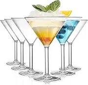 Martini Glasses Set of 6, 10 Ounce Cocktail Glasses Stemmed Crystal Martini Glasses for Whiskey, Margarita, Manhattan, Holiday, Party, Reusable, Break Resistant, Clear Glassware