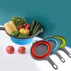 Kitchen Collapsible Silicone Colander Vegetable Strainer Basket with Handle PB