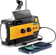 Puiuisoul Emergency Radio with 4000 mAh Battery, Solar Radio with 3 Mode Torch and LED Reading Light, AM/FM Radio with SOS Alarm, Waterproof for Camping, Outdoor Emergency
