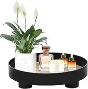 Decorative Tray Round Diameter 30cm Coffee Table Tray for Home Decor Bathroom Counter Elegant Perfume Holder for Dining Table, Dresser, Kitchen (Black, 1Pc)