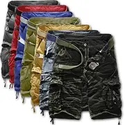 Men's Cargo Shorts Shorts Hiking Shorts Leg Drawstring 6 Pocket Plain Comfort Lightweight Outdoor Daily Going out Fashion Streetwear Black Army Green