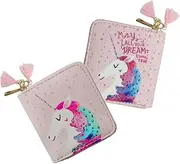 [CATIEBYE] 1Pc Cartoon Unicorn PU Zipper Wallet for Small Pink Wallet with Cute Design Lightweight and Versatile Purse for Daily Use Present for Teens and Women