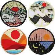 BATHVEVE 4Pcs Decorative Embroidered Patches for Clothing Repair DIY Applique Patch Stickers for Bags Shoes Hats Versatile Embroidery Cloth Patches for Covering and Stains