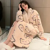 在飛比找momo購物網優惠-【Jun Jun】暖冬舒柔絨毛睡袍 浴袍 睡衣 #20223