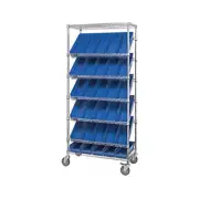 Quantum MWRS-7-104 NSF 7 Shelf Chrome Mobile Bin Systems Wire Shelving Unit -...