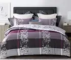 SLEEPBELLA Comforter King Size, 600 Thread Count Cotton Grey Paisley & Purple