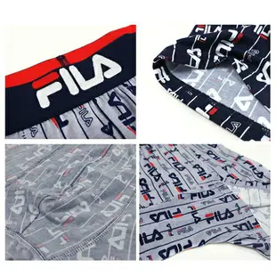 FILA 條紋滿版Logo平口褲M~XL 男內褲 舒適透氣 柔軟 滑順 高彈力 四角褲 內著 內褲【愛買】