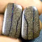 30.36 ct (2pcs) Incredible MATCHING PAIR Cabochon (26 x 14 mm) Boulder Opal