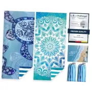 Beach Towels Oversized - 71"x 39" 250GSM Microfiber 2 Pack Flower and Turtle