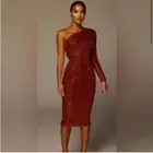 NWT JLux Label Elegant One-Shoulder Sequin Dress red Sz. S