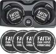 AUCELI 4 Pack Bling Car Cup Coasters, 2.75 Inch Anti-Slip Shockproof Insert Cup Holder Coaster, Silicone Crystal Rhinestone Auto Drink Mat, Universal Car Interior Accessories for Women