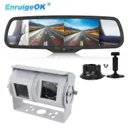 6.86" Monitor White Motorhome Van RV Dual Twin Reversing Rear Parking Camera Kit