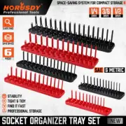 6Pcs Metric SAE Socket Tray Rack Holder Shelf Garage Organizer 1/4" 3/8" 1/2"
