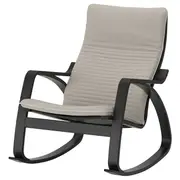 POÄNG rocking-chair, black-brown/Knisa light beige